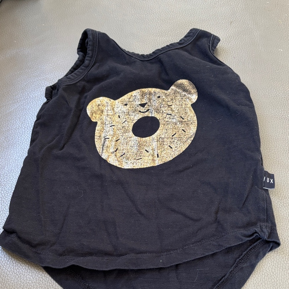 Black Tank Top with Gold Bear Design